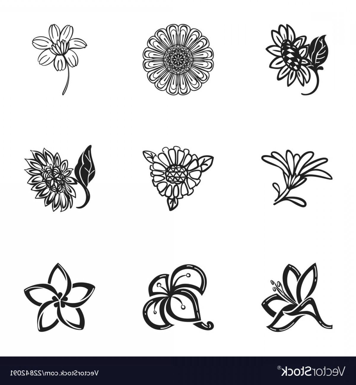 1200x1296 Vector Flower Icons Savoyuptown