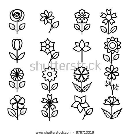 450x470 Flower Icon Set Vector Illustration Outline Get Kreative!