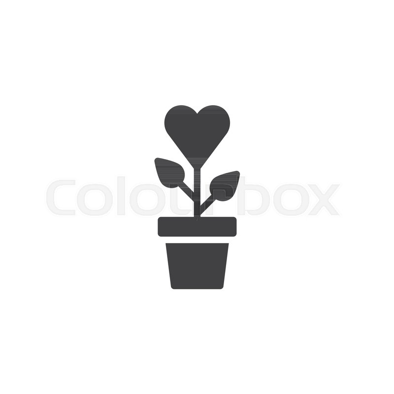 800x800 Heart Plant In Flower Pot Icon Vector, Stock Vector Colourbox