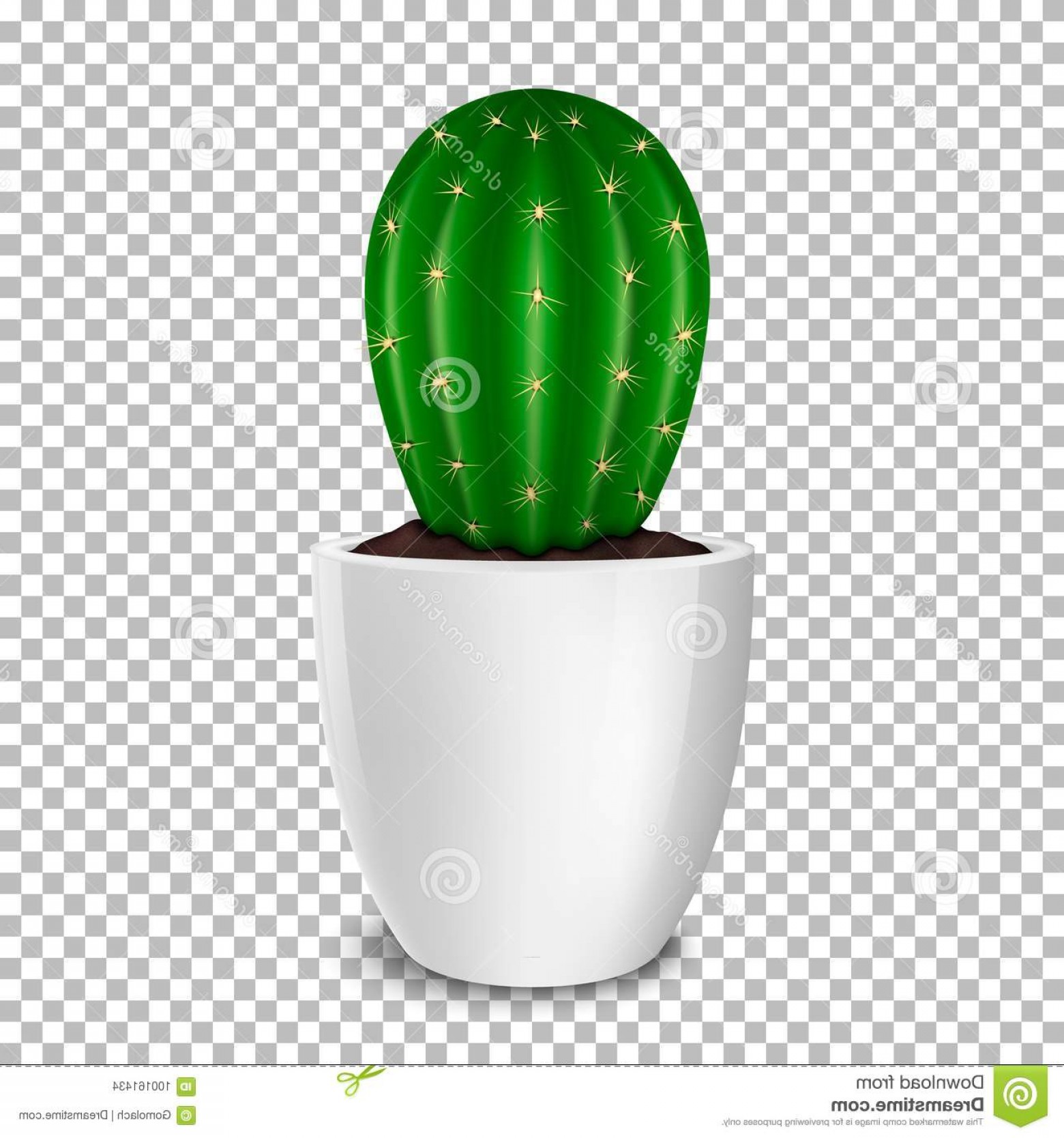 1560x1668 Realistic Decorative Cactus Plant White Flower Pot Icon Closeup