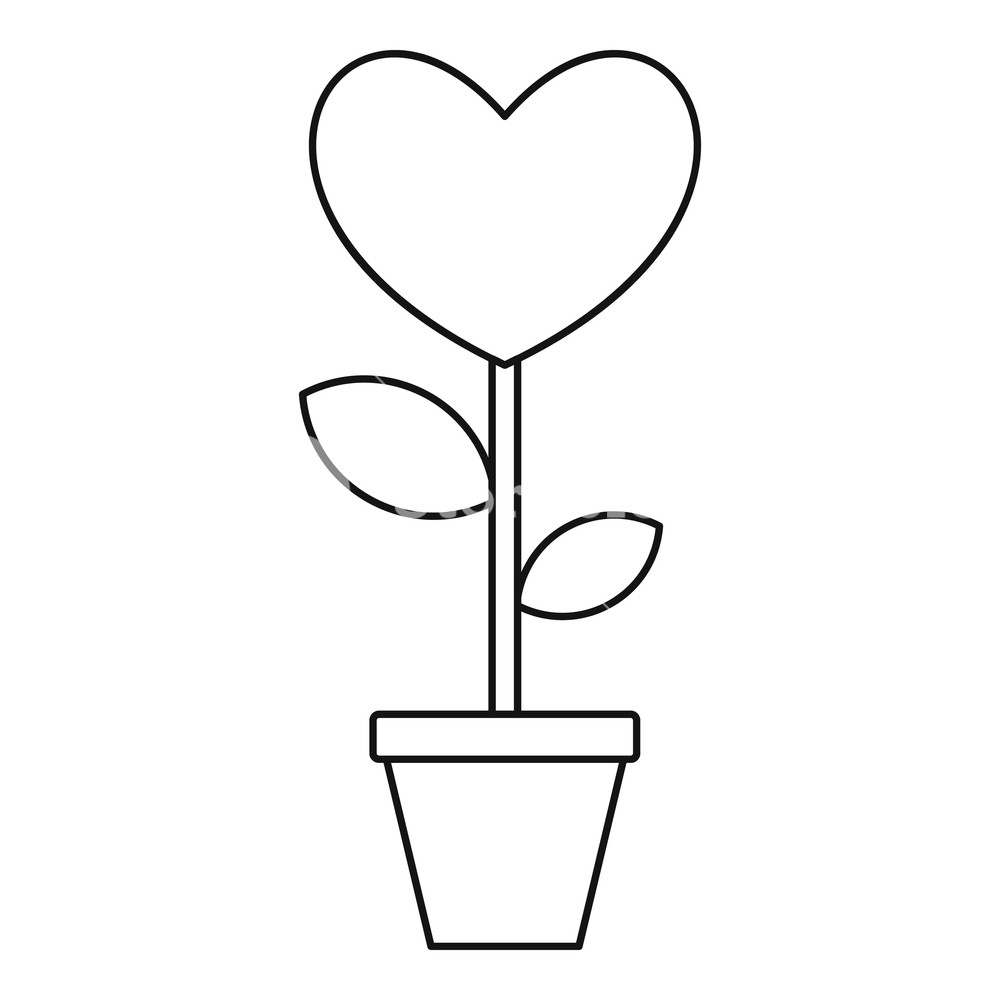 1000x1000 Valentine Flower Pot Icon Outline Illustration Of Valentine