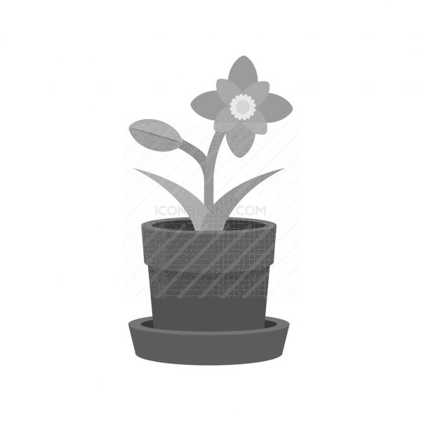 600x600 Flower Pot Greyscale Icon