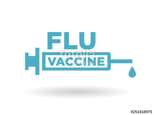 500x375 Flu Vaccine Health Icon Badge With Blue Syringe Sign Medical