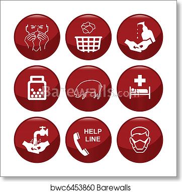 362x382 Swine Flu Icon Collection Art Print Barewalls Posters