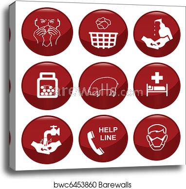 382x390 Swine Flu Icon Collection Canvas Print Barewalls Posters