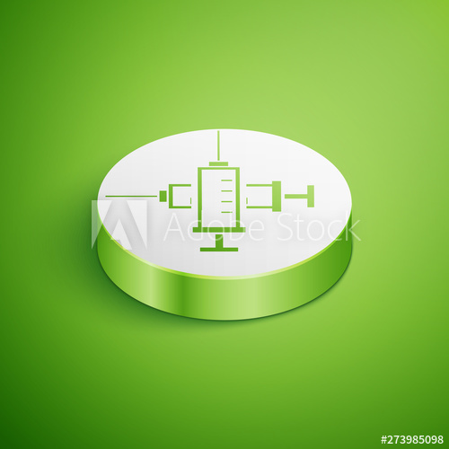 500x500 Isometric Crossed Syringe Icon Isolated On Green Background