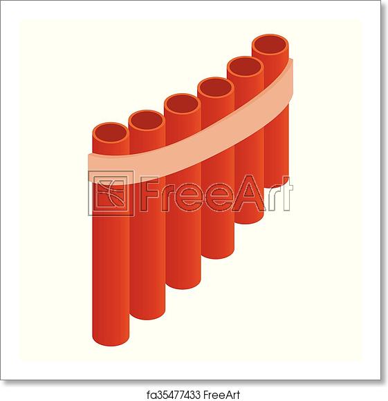 561x581 Free Art Print Of Pan Flute Icon, Isometric Style Pan Flute