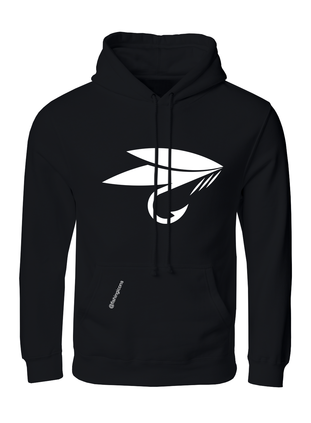 1061x1440 Fly Fishing Icon Custom Hoodie White On Black Fishing Icons
