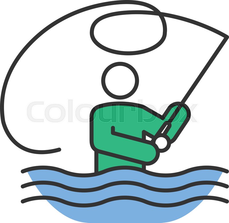 800x780 Fly Fishing Color Icon Fisherman Man Stock Vector Colourbox