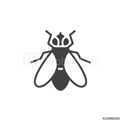 500x500 Fly Icon Vector, Filled Flat Sign, Solid Pictogram Isolated