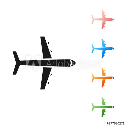 500x500 Black Plane Icon Isolated On White Background Flying Airplane