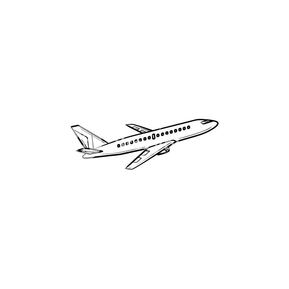 1000x1000 Flying Plane Hand Drawn Outline Doodle Icon Royalty Free Stock