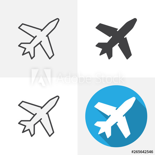 500x500 Flying Plane Icon Line, Glyph, Flat And Filled Outline Colorful