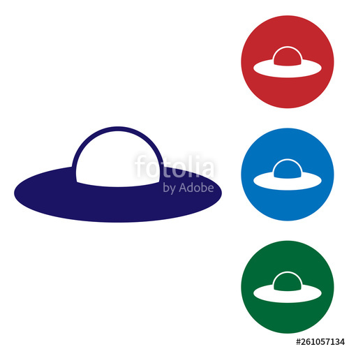 500x500 Blue Ufo Flying Spaceship Icon Isolated On White Background