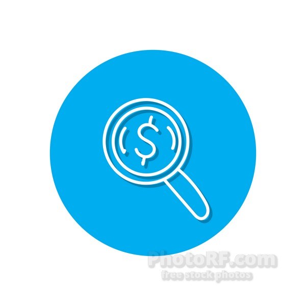 600x600 White Money In Focus Icon With Shadow On Blue Round App Button