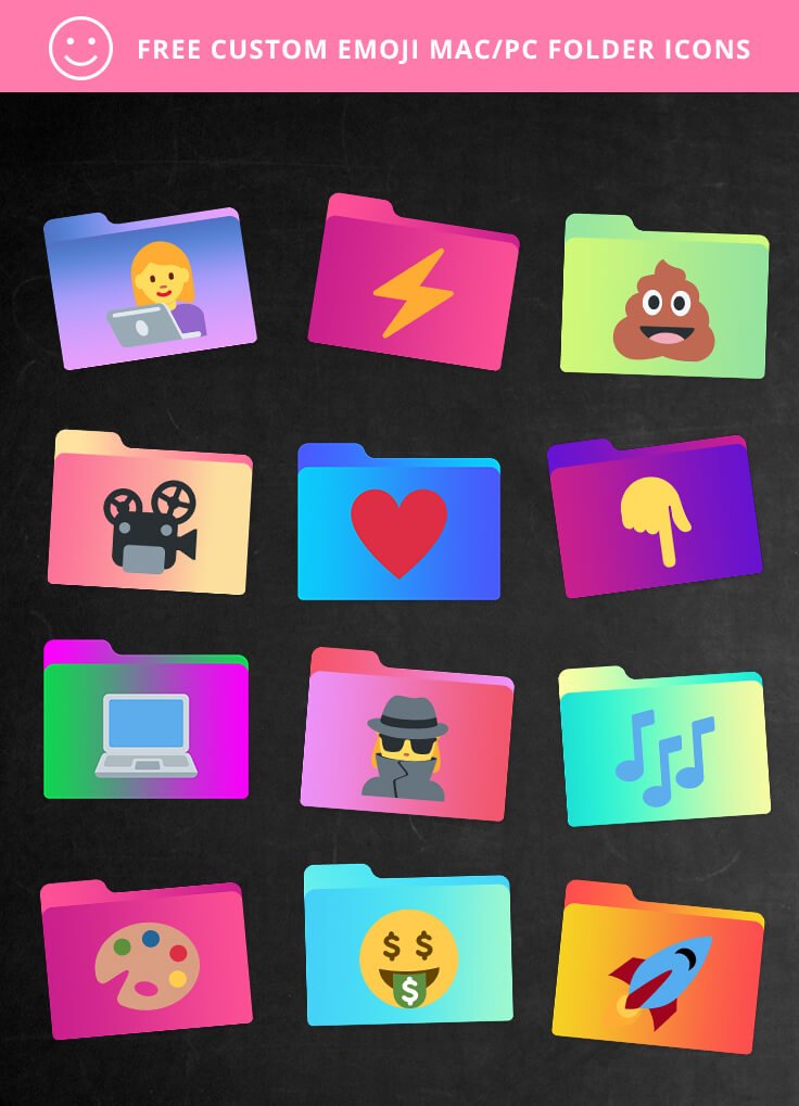 736x1019 Free Custom Emoji Gradient Macpc Folder Icons Xo Pixel