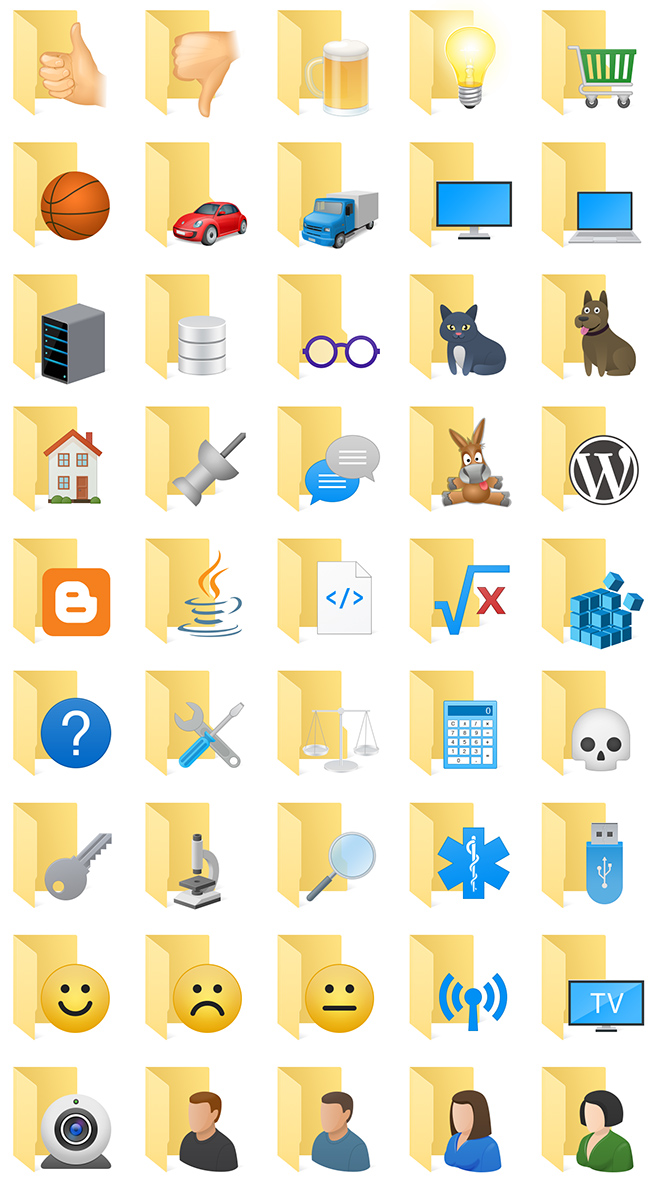 windows 10 icons colored folders