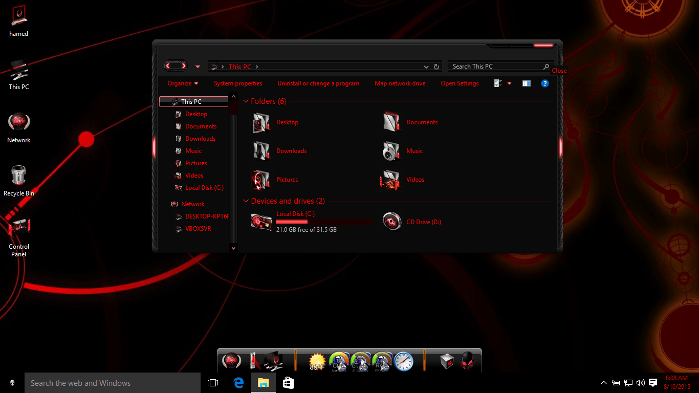 1366x768 Alienware Red Skin Pack