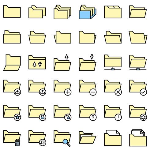490x490 And Folder Icon Set, Filled Editable Outline