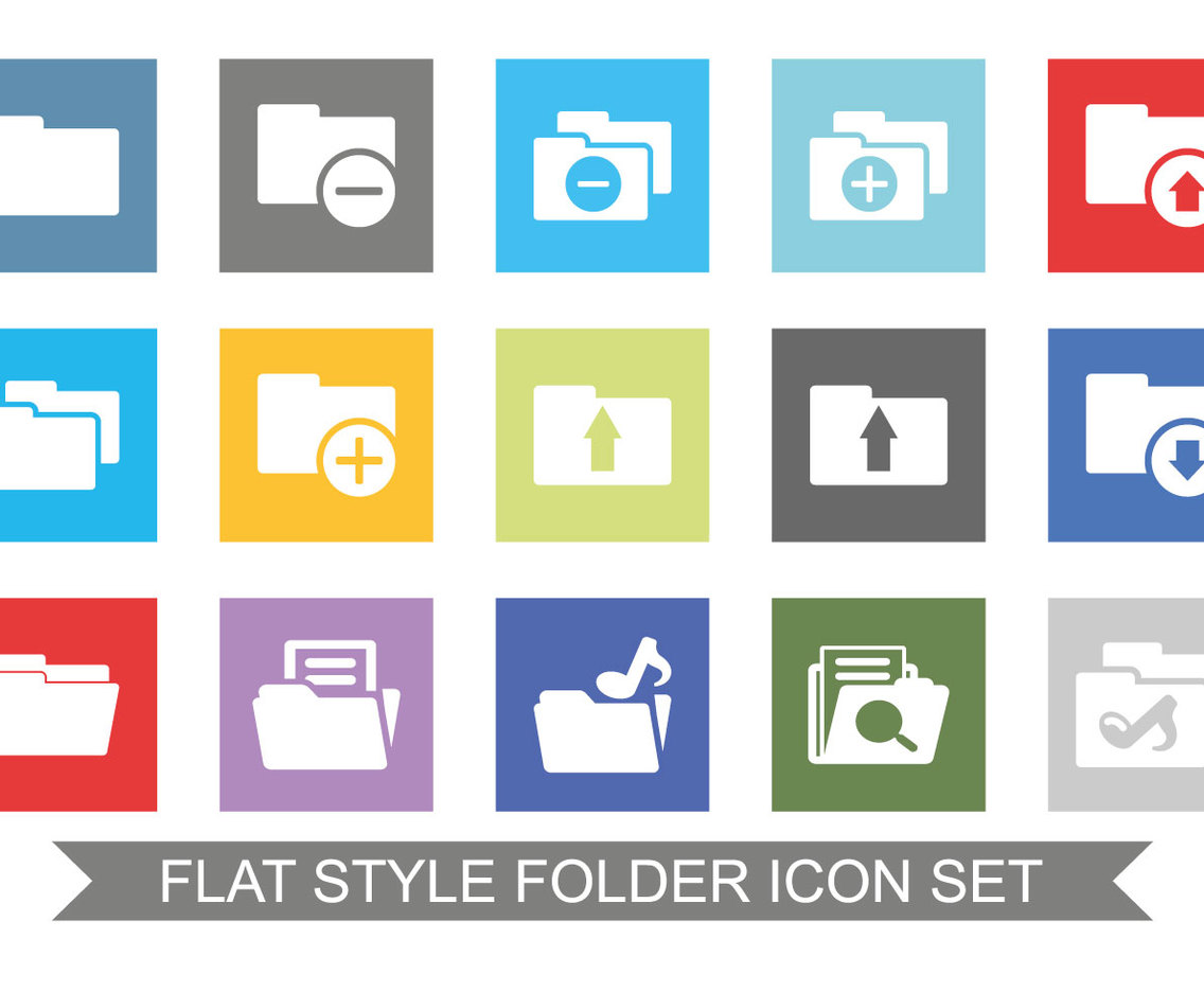 1136x936 Flat Style Folder Icon Set Vector Art Graphics