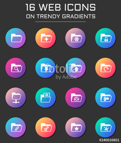 422x500 Folder Icon Set Folder Web Icons On Round Trendy Gradients Stock
