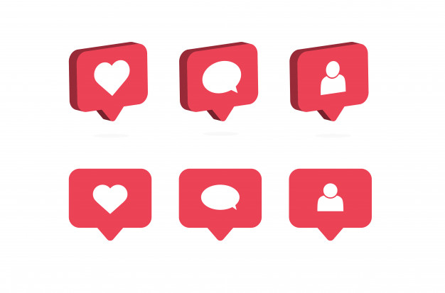 626x413 Like, Comment, Follow Icon Social Media Notifications Vector