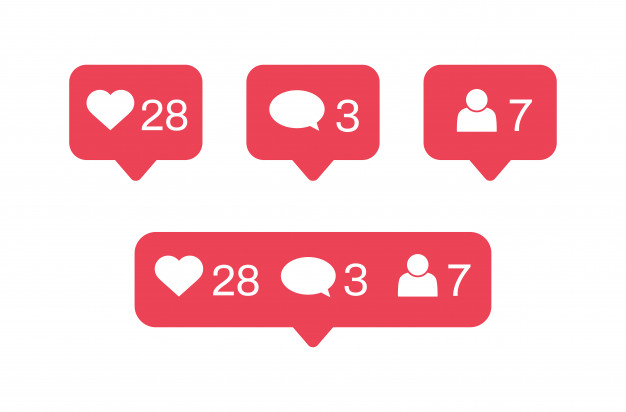 626x412 Social Media Notifications Icons Like, Comment, Follow Icon