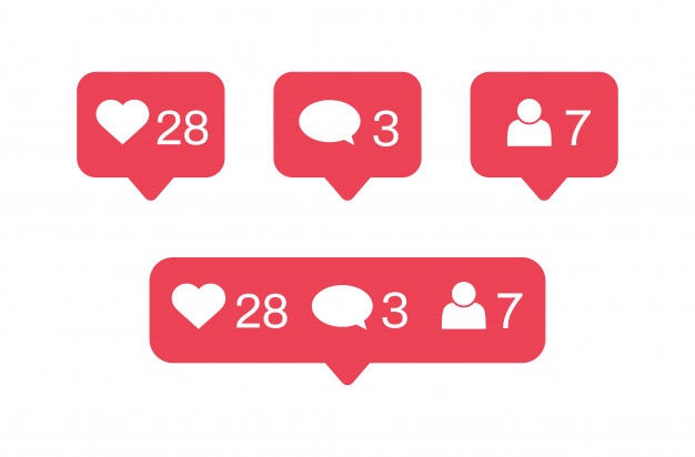 626x412 Social Media Notifications Icons Like, Comment, Follow Icon