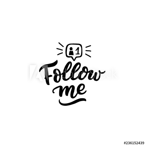 500x500 Hand Drawn Lettering Follow Me With Speech Icon, For Social Media