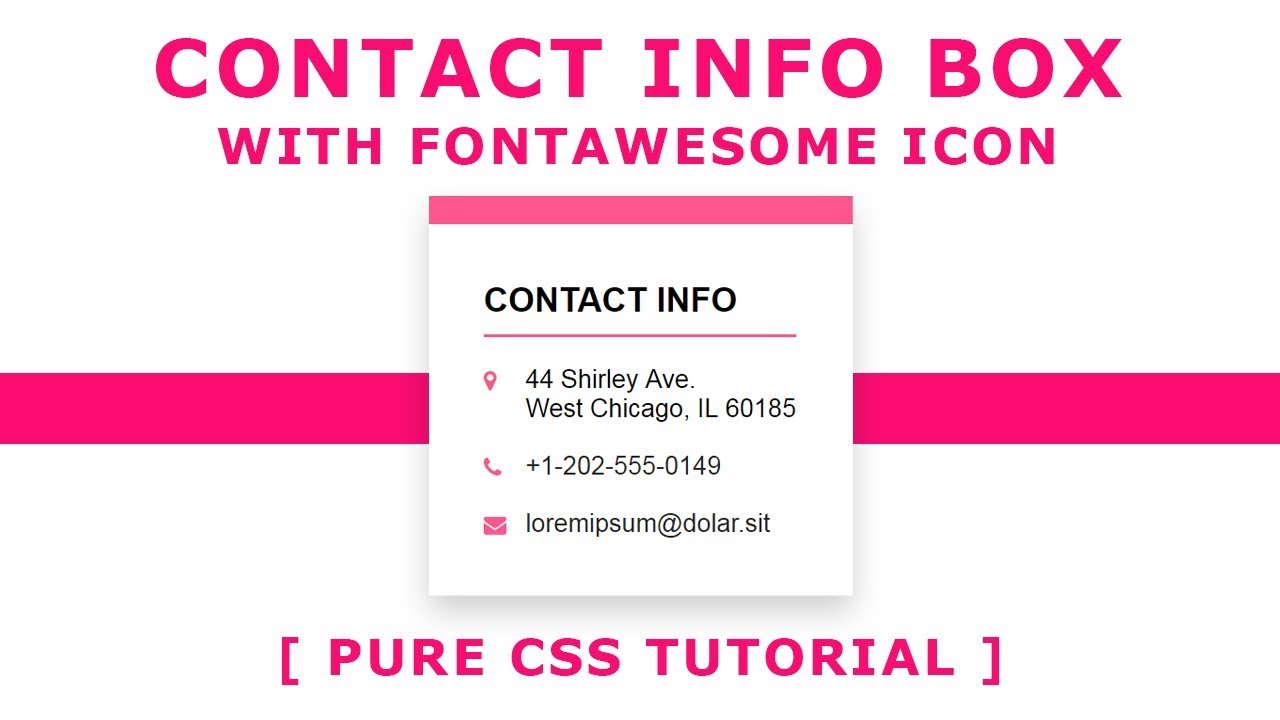 1280x720 Contact Info Box Design With Font Awesome Icon