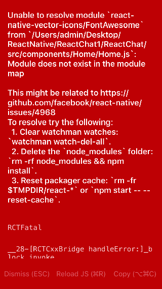 320x568 Unable To Resolve Module 'react Native Vector Iconsfontawesome