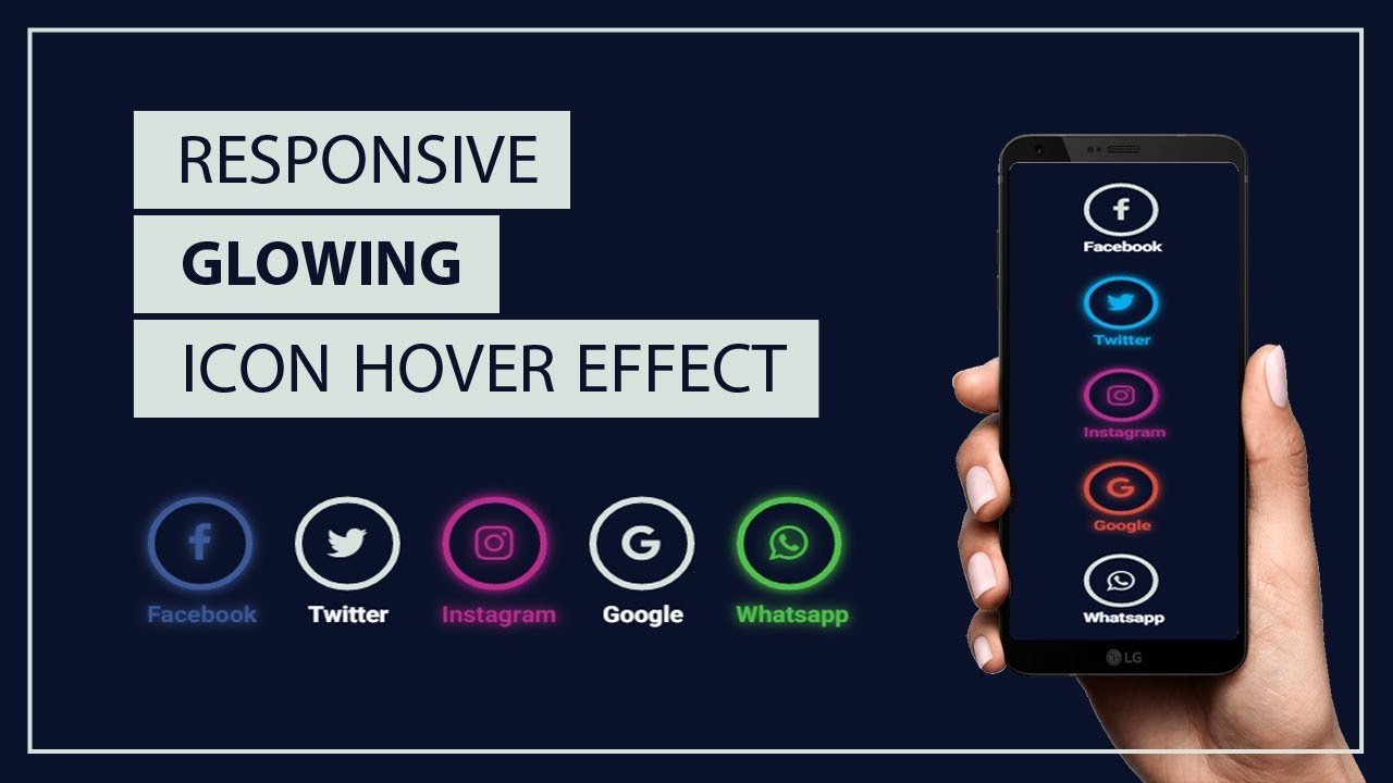 1280x720 Glowing Social Icons Hover Effect