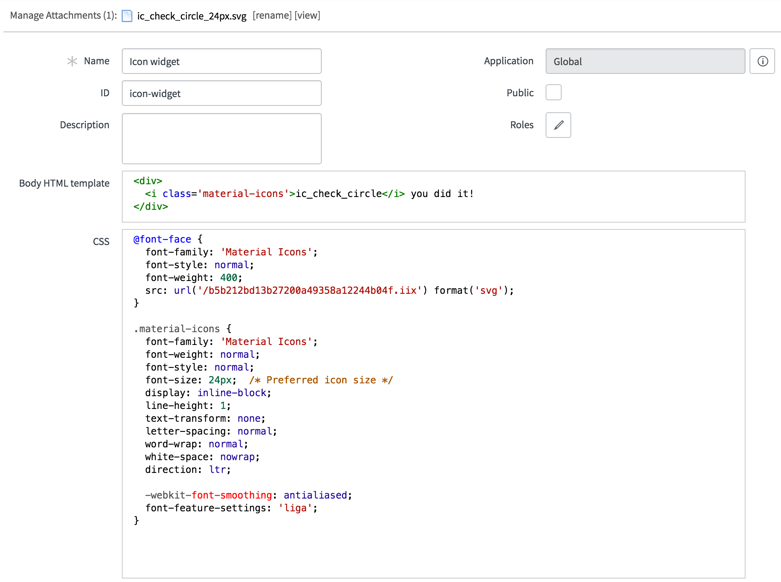 781x582 Include A Font Icon In A Single Widget Servicenow Docs