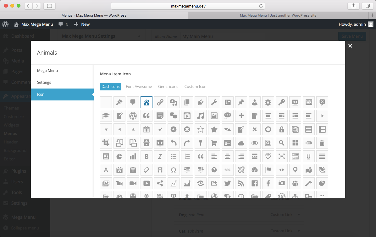 1196x755 Menu Item Icons Getting Started Guide Max Mega Menu