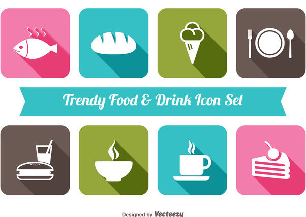602x428 Flat Food Beverage Icon Set Free Vector Download Cannypic