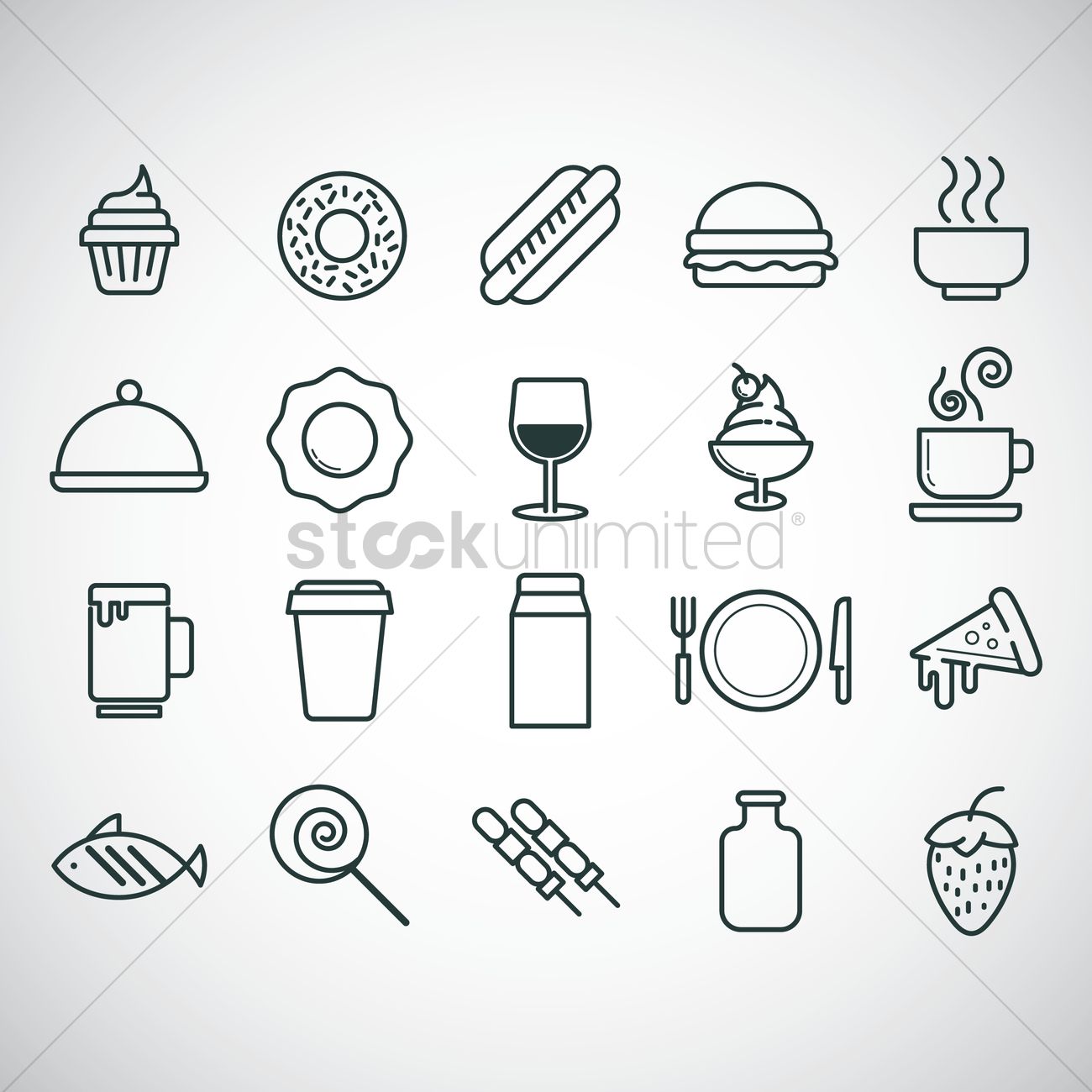 1300x1300 Food And Beverage Icon Set Vector Image