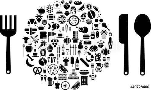 500x300 Food And Beverage Icons In Form Of Sphere With Silverware