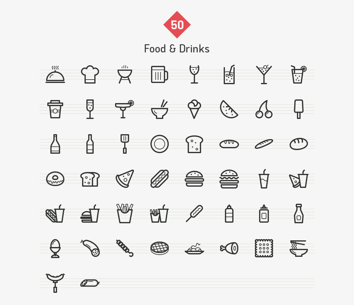 1160x1000 Food Drinks Line Icons