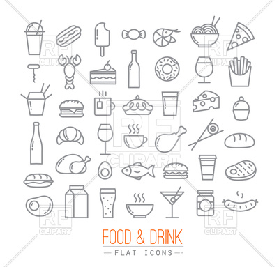 400x383 Set Of Food And Drink Icons On White Background Vector Image