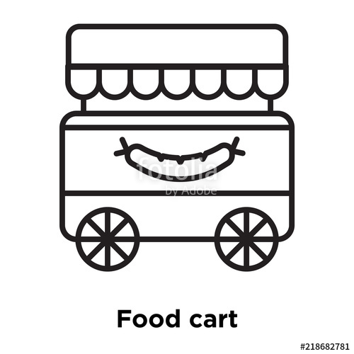500x500 Food Cart Icon Vector Isolated On White Background, Food Cart Sign
