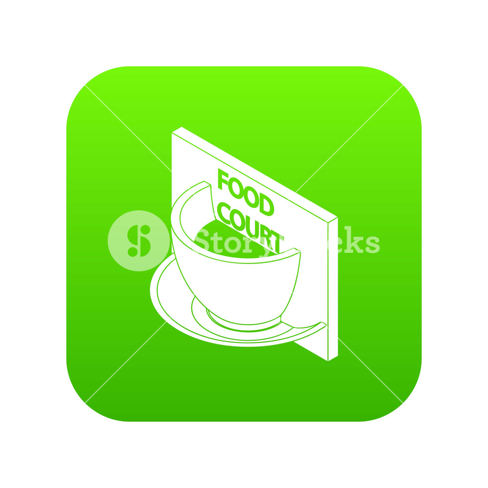 1000x1000 Food Court Icon Green Vector Isolated On White Background Royalty