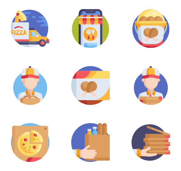 600x564 Food Delivery Icons