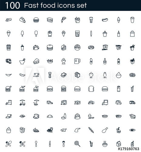 Fast Food Icon Set With Vector Pictograms Simple Outline 465x500 Fast Food Icon Set With Vector Pictograms Simple Outline