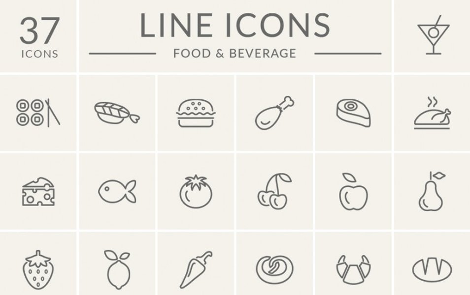 Food Icon Set 954x600 Food Icon Set