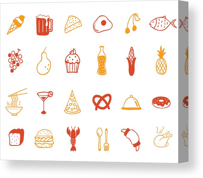 Food Icon Set Canvas Print Canvas Art 678x593 Food Icon Set Canvas Print Canvas Art