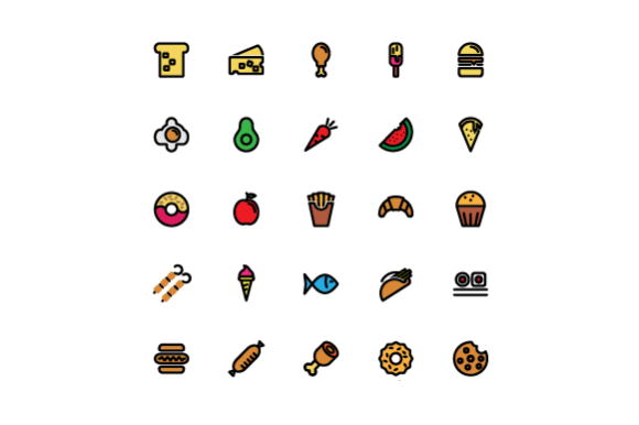 Food Color Vector Icon Set Graphic 580x386 Food Color Vector Icon Set Graphic
