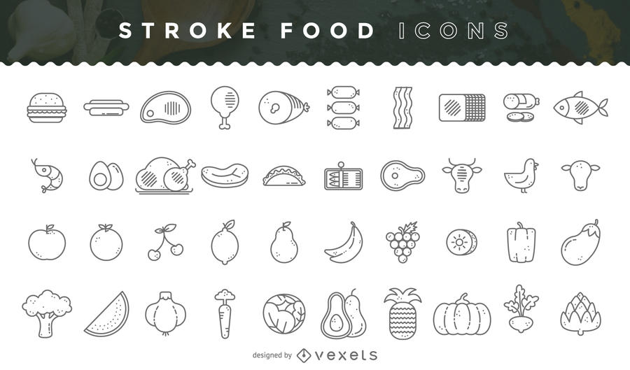 Stroke Food Icon Pack 900x529 Stroke Food Icon Pack