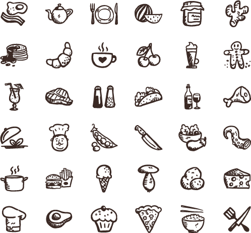 Tasty Icons Hand Drawn Food Icons 498x462 Tasty Icons Hand Drawn Food Icons