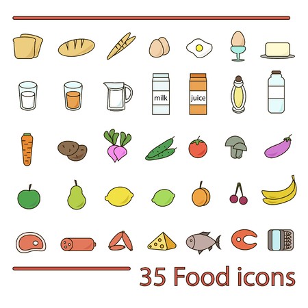 Food Icon Set Colorful Isolated Icons Of Fruits, Vegetables 450x450 Food Icon Set Colorful Isolated Icons Of Fruits, Vegetables