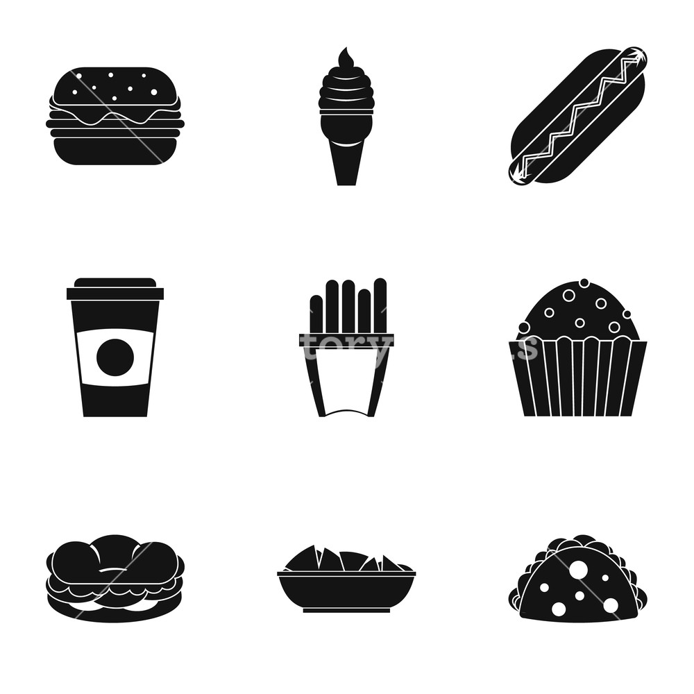 1000x1000 Fast Food Icon Set Simple Style Set Of Fast Food Vector Icons